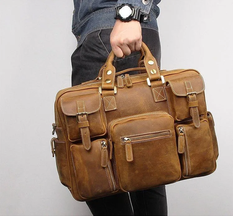 Woosir Vintage Leather Briefcase for Men