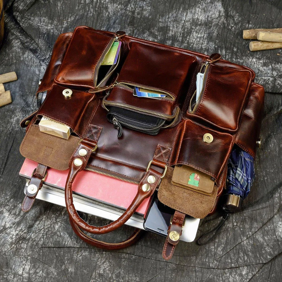 Woosir Vintage Leather Briefcase for Men