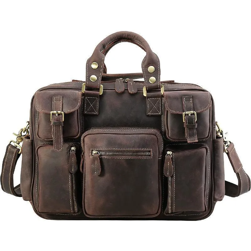 Woosir Vintage Leather Briefcase for Men