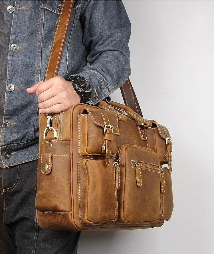 Woosir Vintage Leather Briefcase for Men