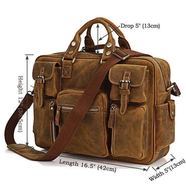 Woosir Vintage Leather Briefcase for Men