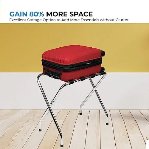 X Shaped Chrome Finish High-Quality Steel Luggage Rack with Nylon Straps and Rubber Feet