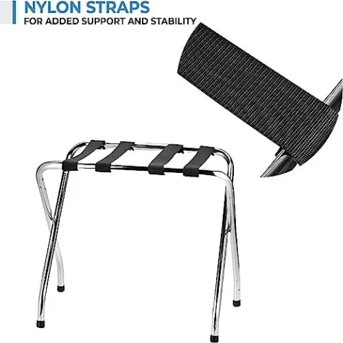 X Shaped Chrome Finish High-Quality Steel Luggage Rack with Nylon Straps and Rubber Feet