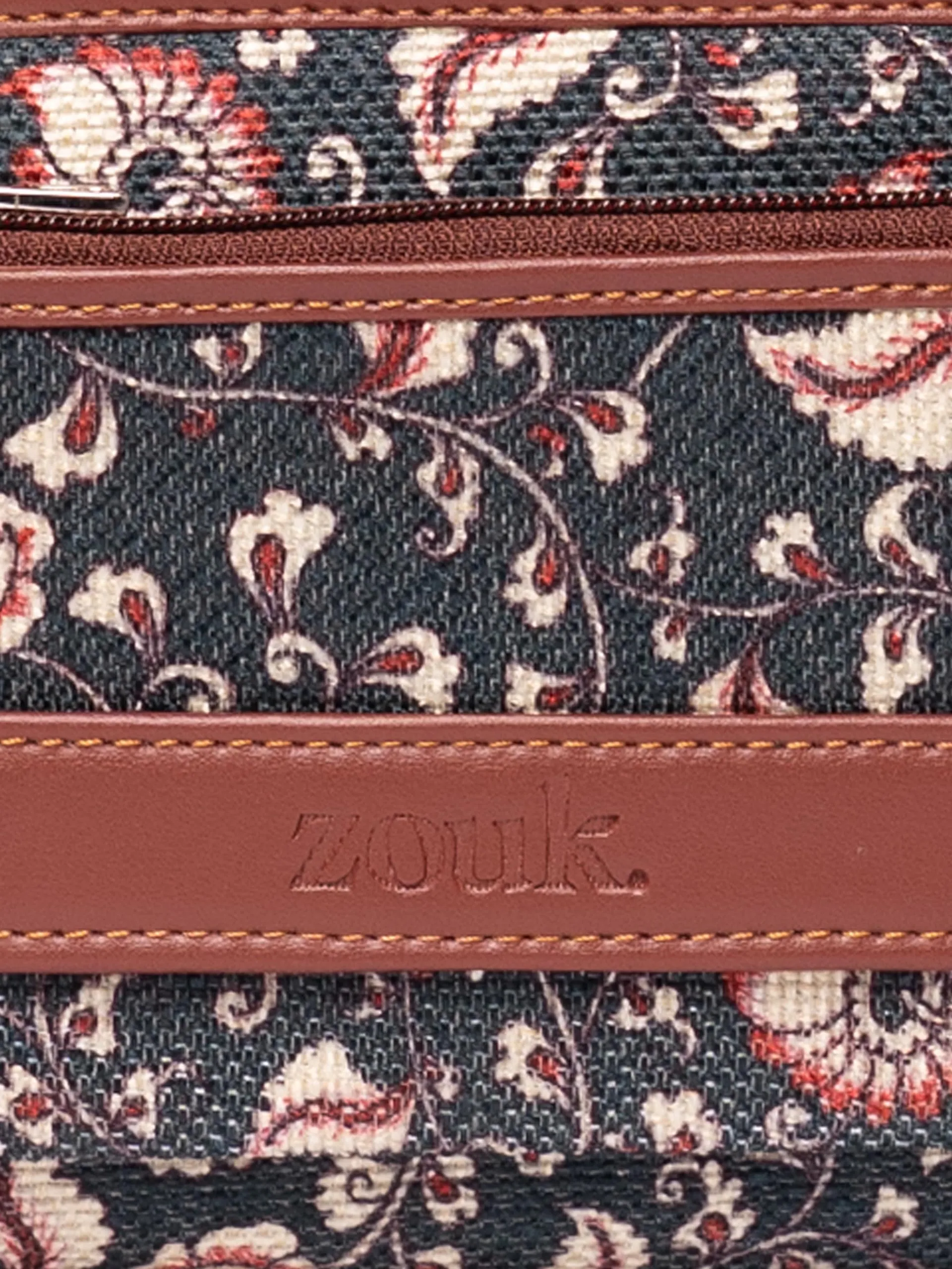 ZOUK Women's Handcrafted Blue Kalamkari Printed Classic Zipper Wallet